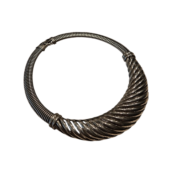 Givenchy Necklace Chunky Silver Choker Necklace 80s Vintage Givenchy - Picture 6 of 15